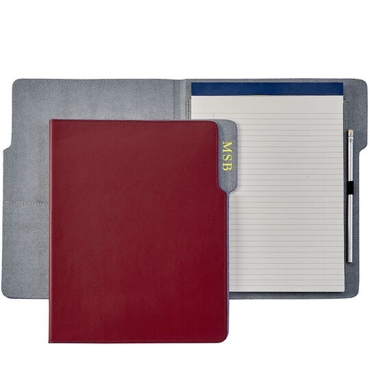 Personalized Red Leather Padfolio
